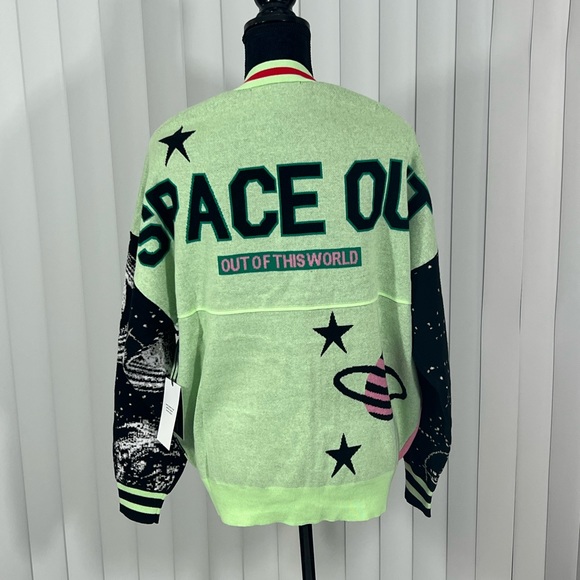 SPIRIT JERSEY Unisex Out Of This World Alien Galaxy Print Sweater Cardigan M - Picture 3 of 16